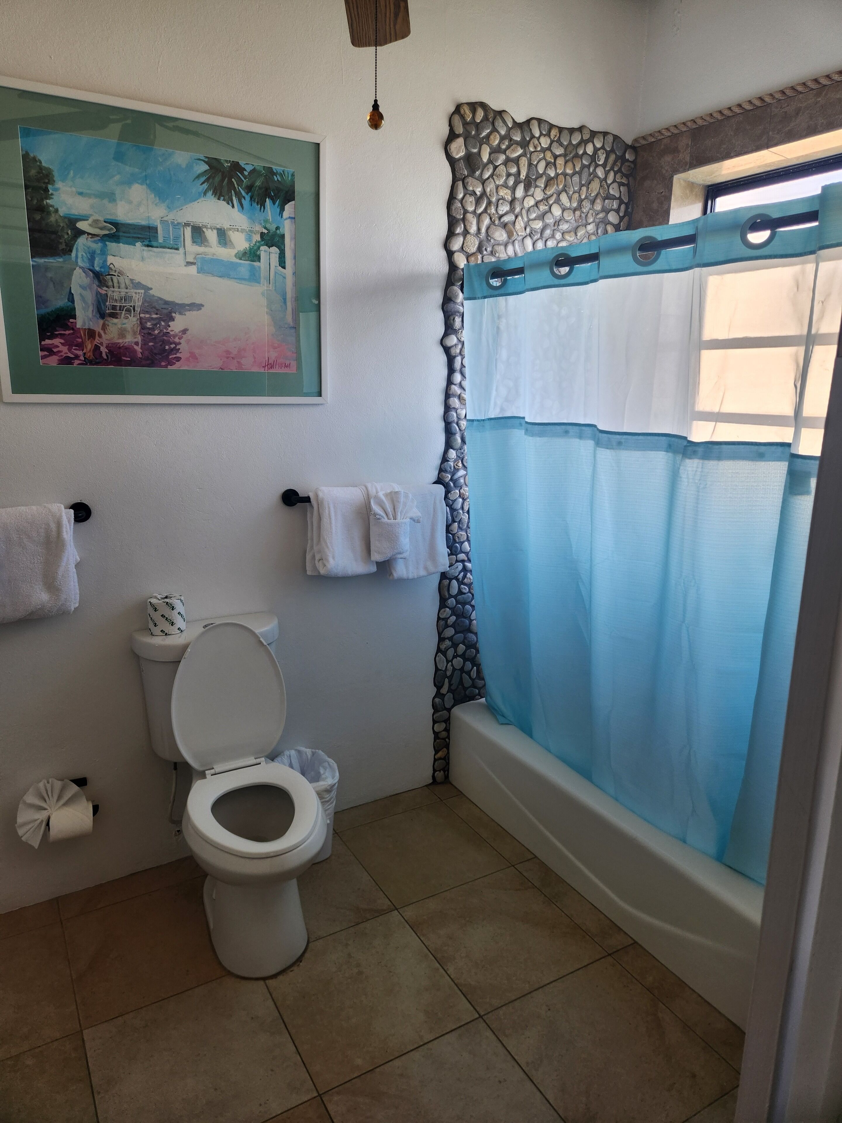 panoramic villa | bathroom | shower, hair dryer, towels