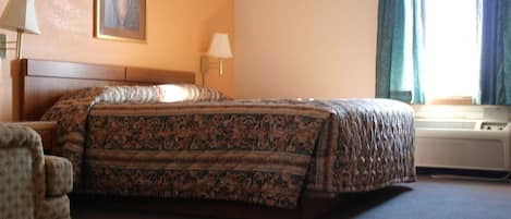 Individually decorated, individually furnished, desk, blackout drapes