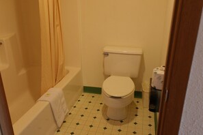 Combined shower/tub, hair dryer, towels