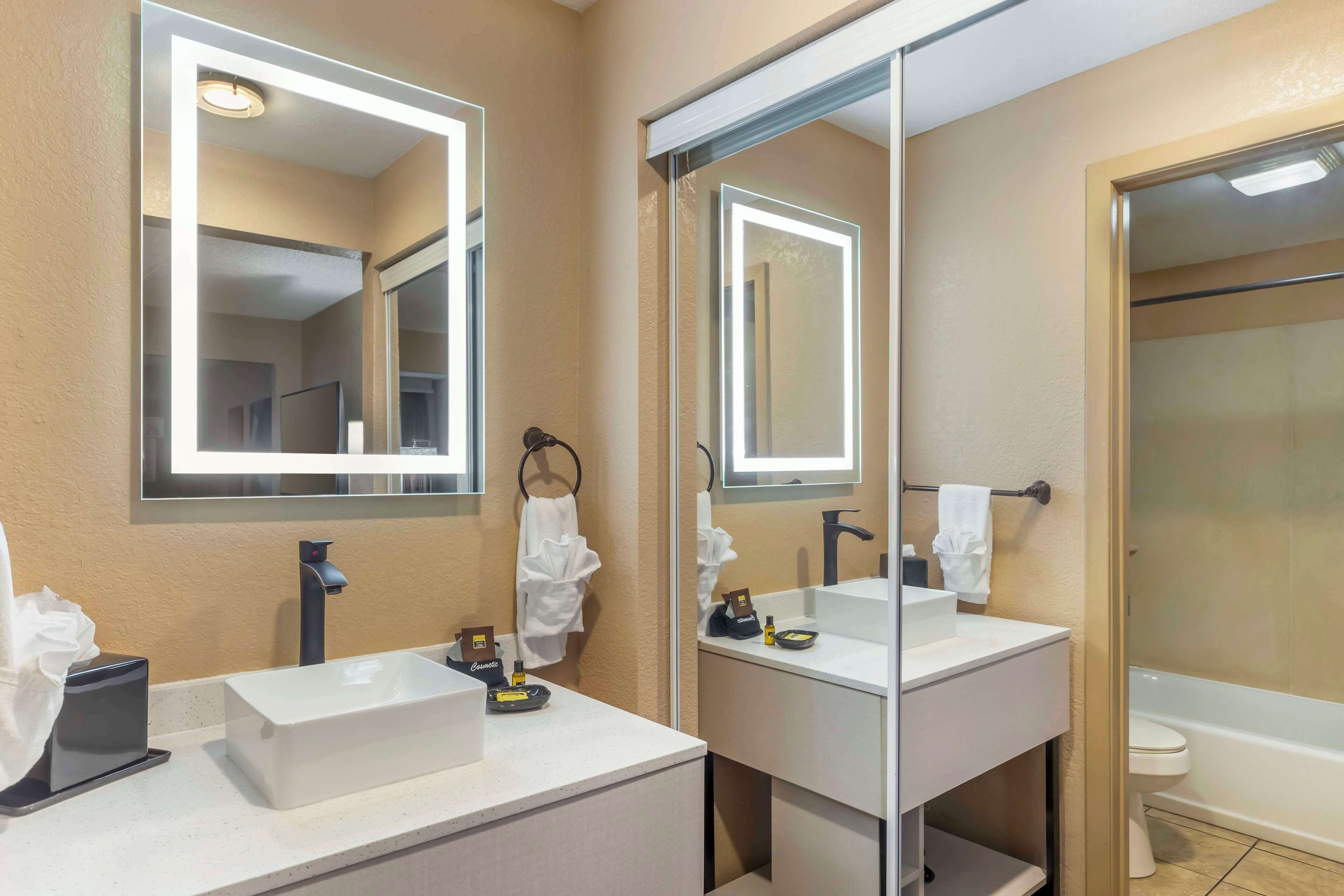 executive suite, 1 king bed, non smoking (with sofabed) | bathroom | combined shower/bathtub, free toiletries, hair dryer, towels