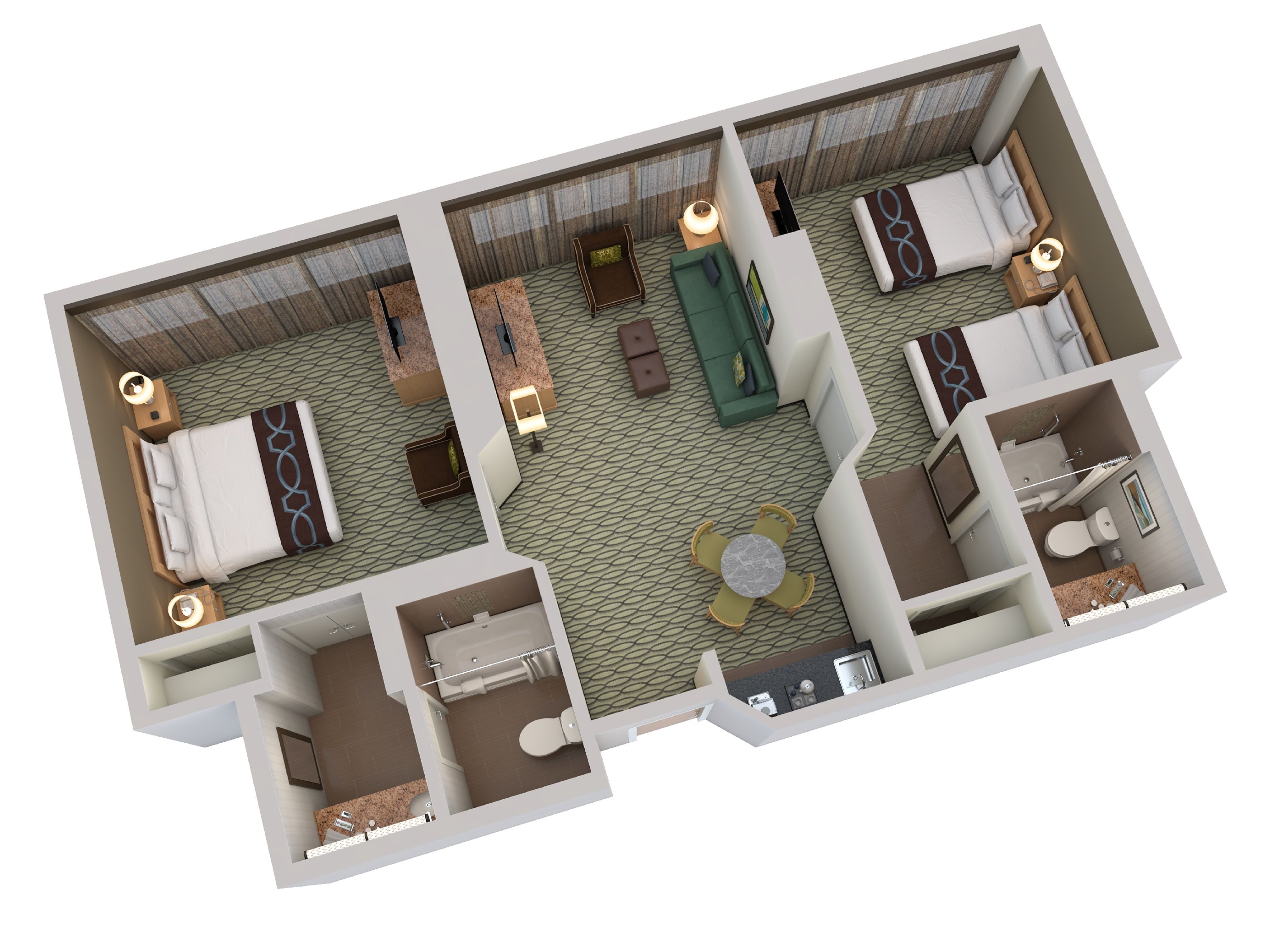 suite, 2 bedrooms, non smoking | floor plan