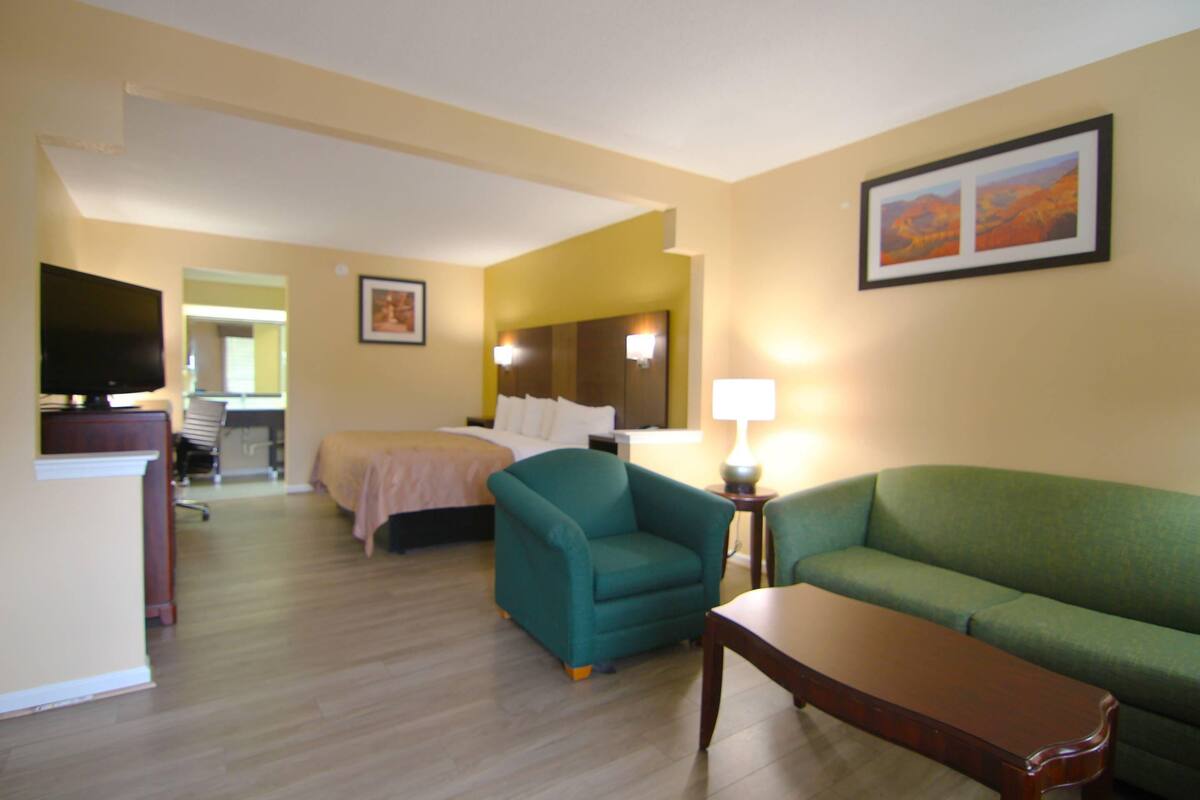 Suite, 1 King Bed with Sofa bed, Non Smoking | Iron/ironing board, WiFi (free), bed sheets