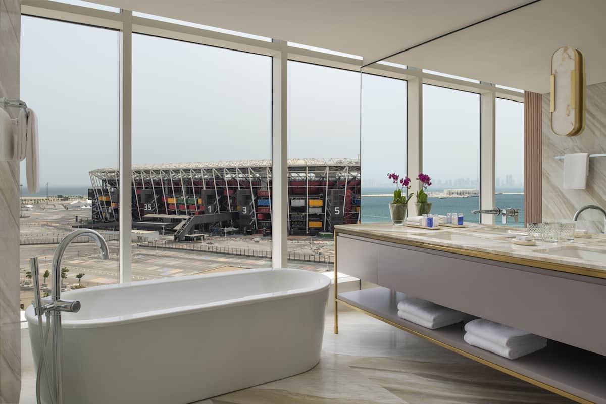 rainfall showerhead, eco-friendly toiletries, hair dryer, bathrobes