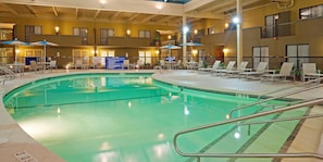 Indoor pool, open 8:00 AM to 10:00 PM, sun loungers