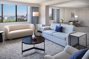 Presidential Suite, 1 King Bed | Living area | 49-inch LCD TV with premium channels, TV, video-game console