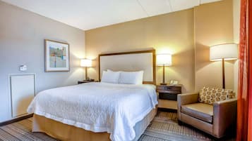 Premium bedding, pillow-top beds, desk, laptop workspace