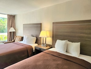 Double Room, 2 Double Beds | Iron/ironing board, free cribs/infant beds, free WiFi, bed sheets