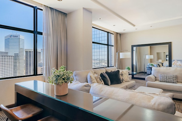 Premium bedding, down comforters, pillowtop beds, in-room safe