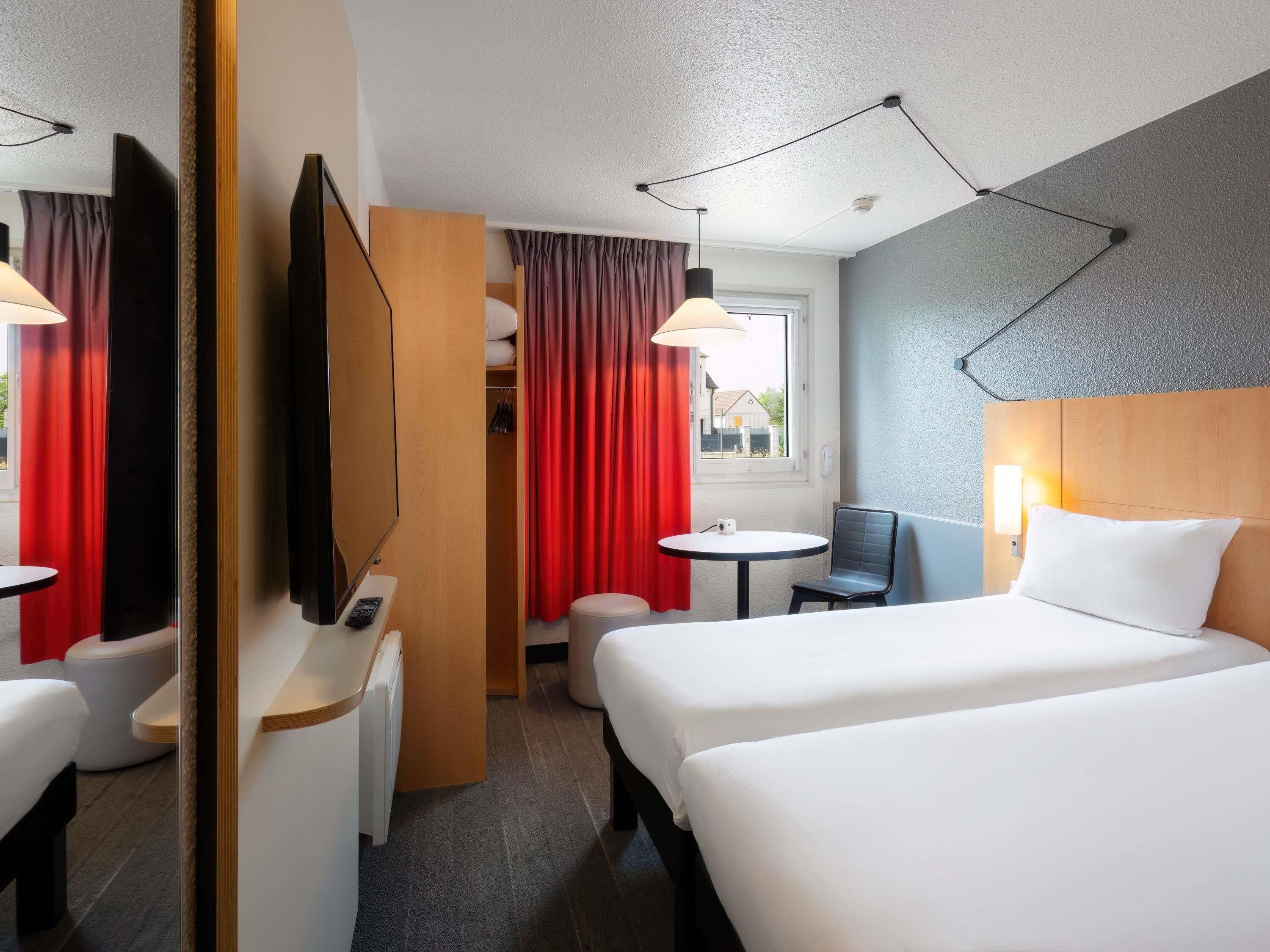 Premium bedding, desk, blackout curtains, soundproofing