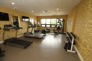 A gym with treadmills, elliptical machines, and weight equipment. - Holiday Inn Express Janesville - I-90 & US Hwy 14 by IHG (Janesville)