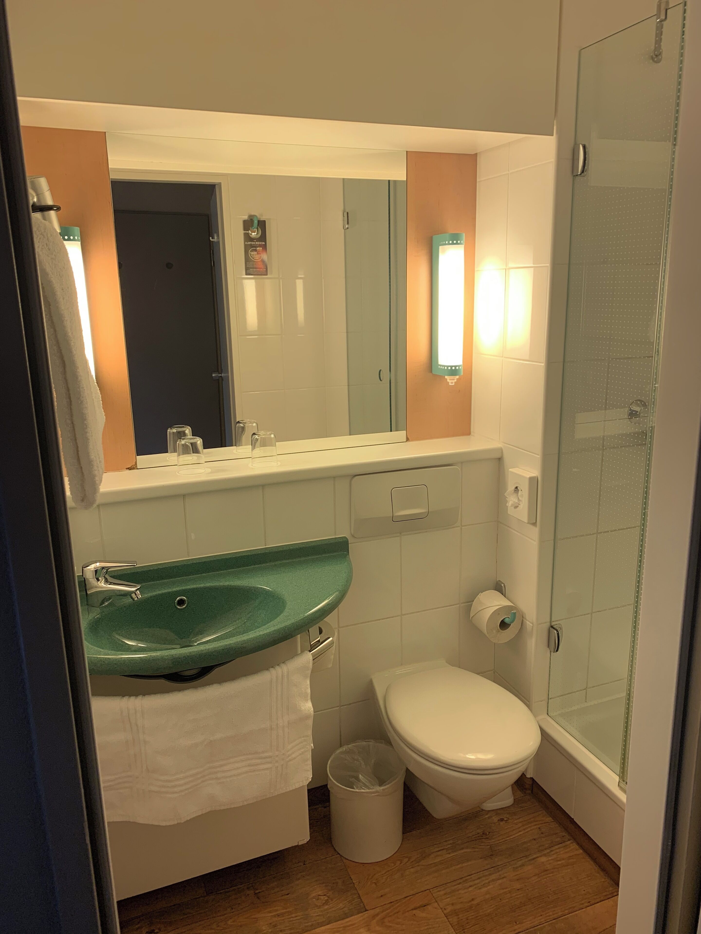 shower, eco-friendly toiletries, hair dryer, towels