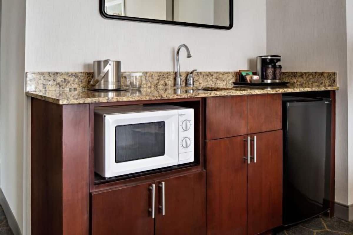 Fridge, microwave, coffee/tea maker
