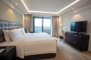 Premium bedding, down comforters, pillowtop beds, minibar