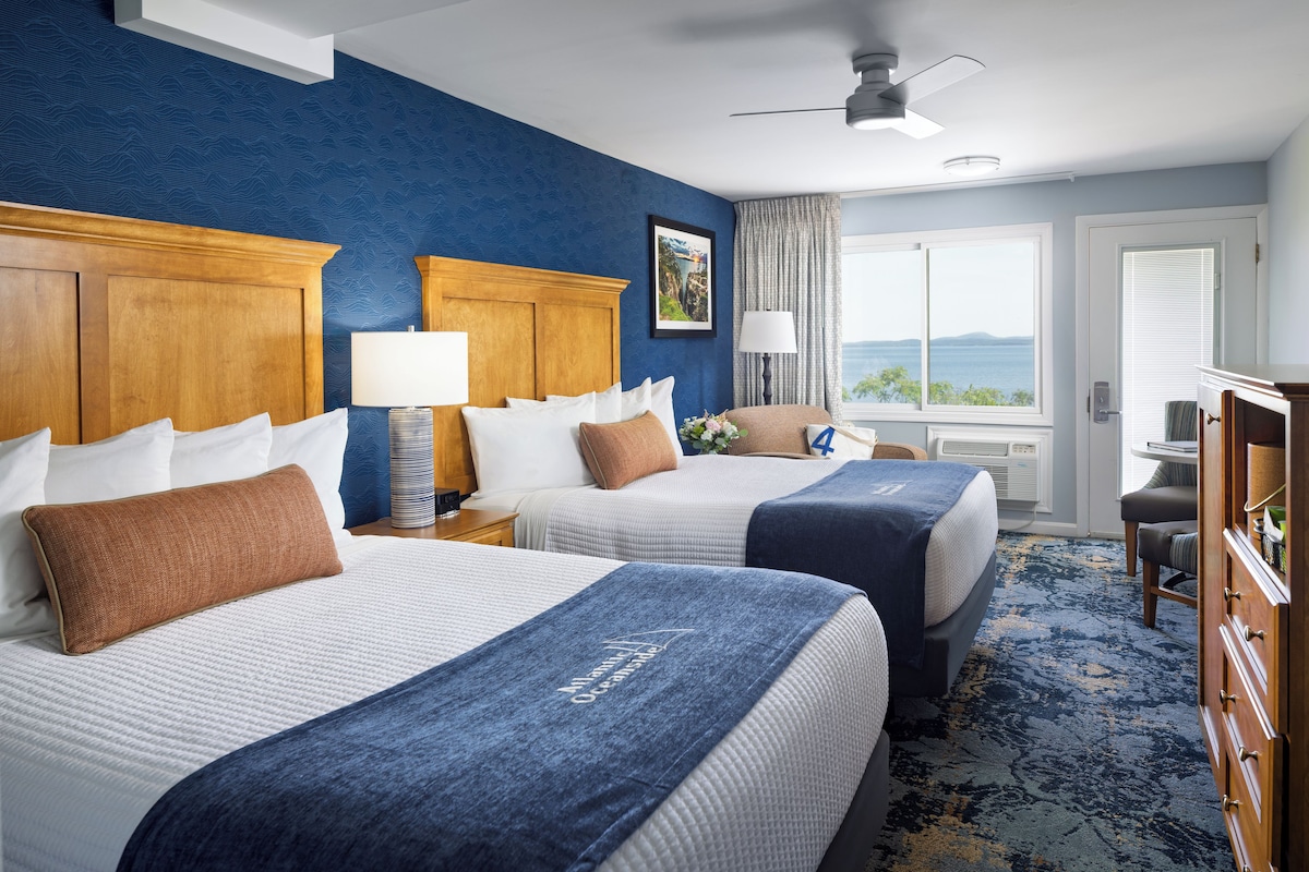 Oceanside Buildings, 1st floor 2 queen beds, with patio, ocean view | Egyptian cotton sheets, in-room safe, desk, iron/ironing board