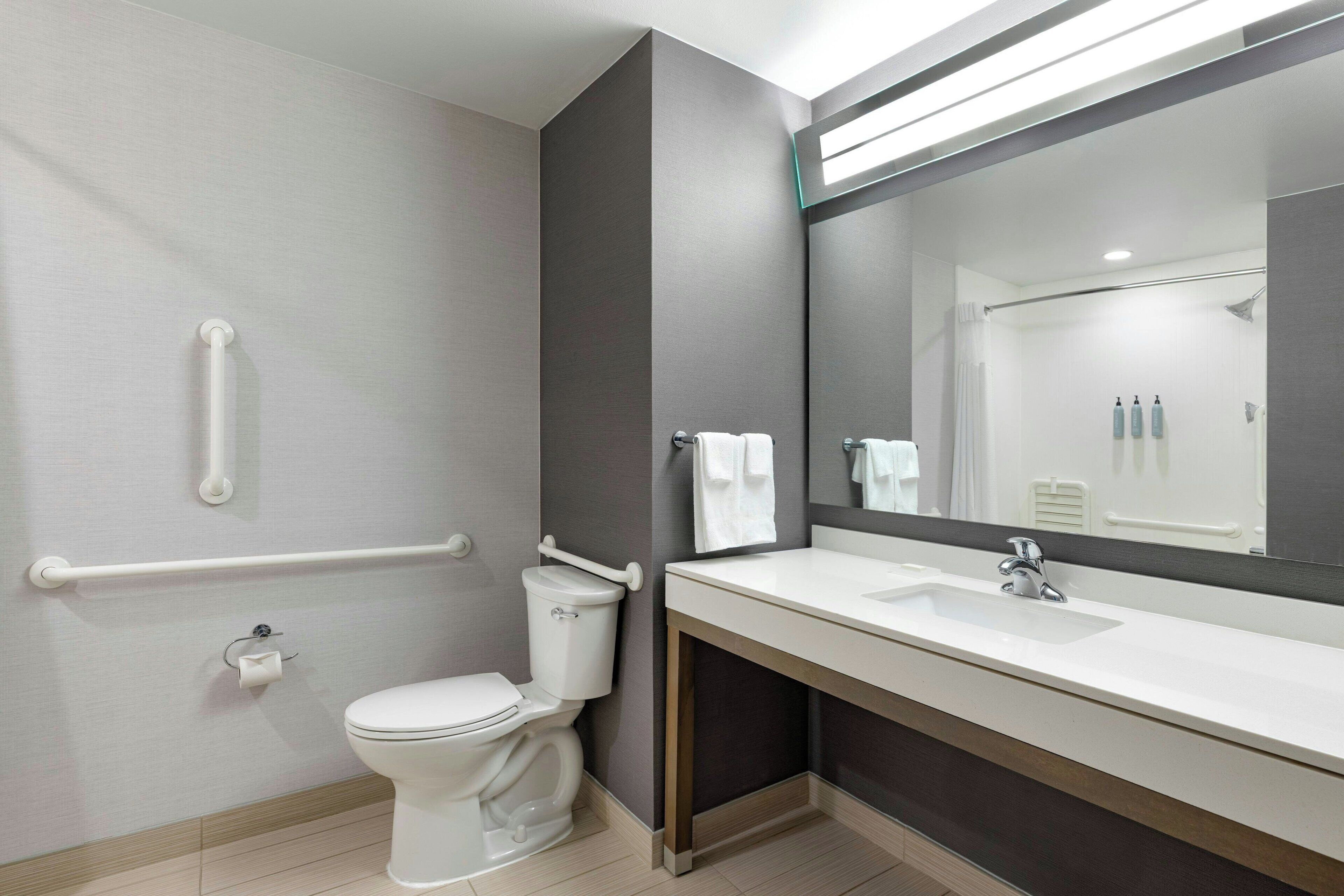 free toiletries, hair dryer, towels