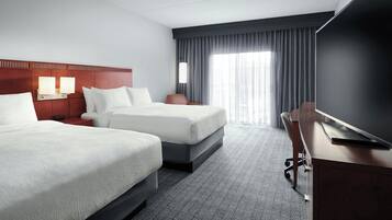 1 bedroom, desk, laptop workspace, blackout curtains