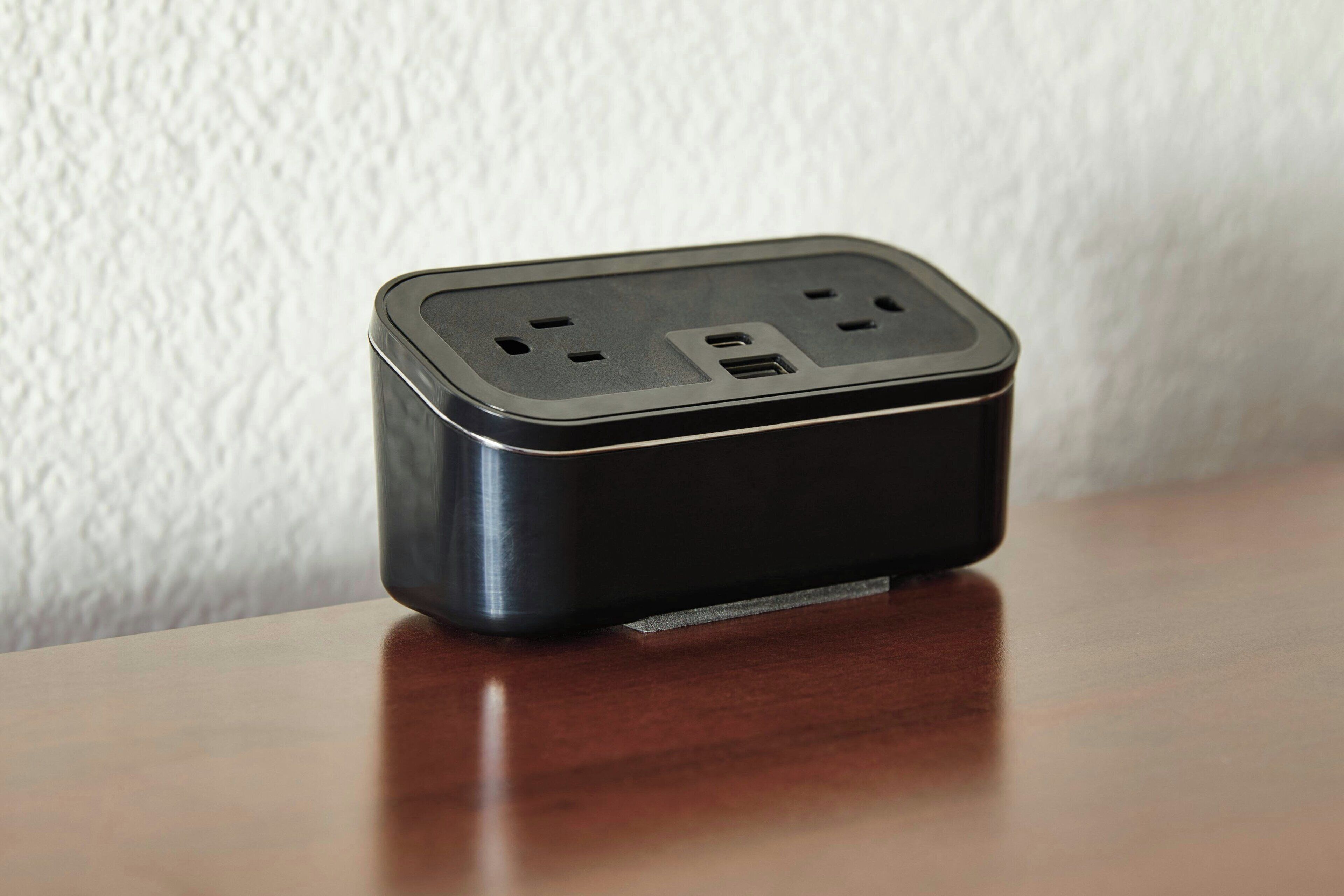 desk, laptop workspace, blackout curtains, iron/ironing board