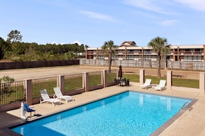 Outdoor pool, sun loungers