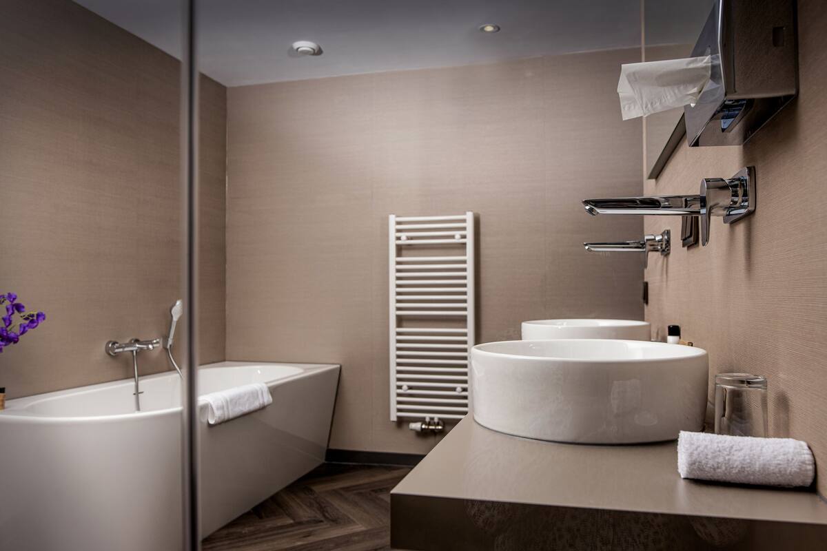 free toiletries, hair dryer, bathrobes, slippers