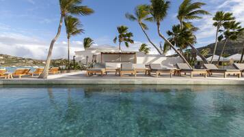 Outdoor pool, pool loungers