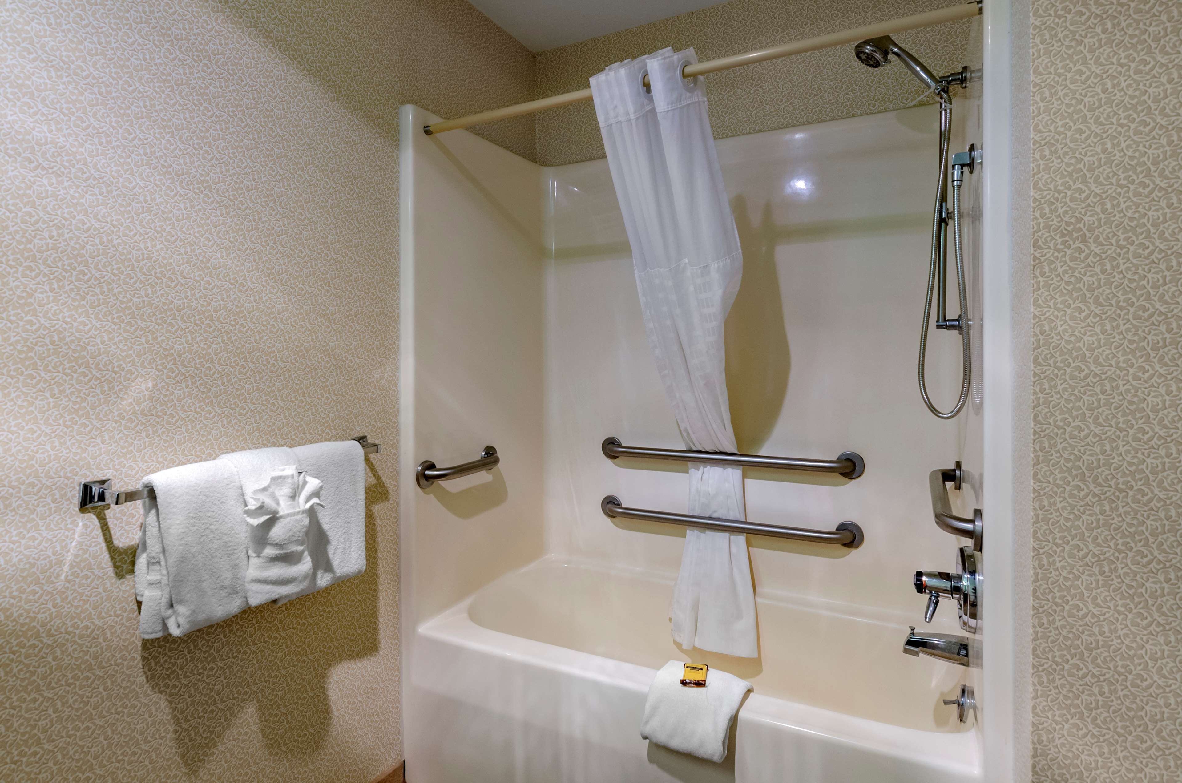 free toiletries, hair dryer, towels