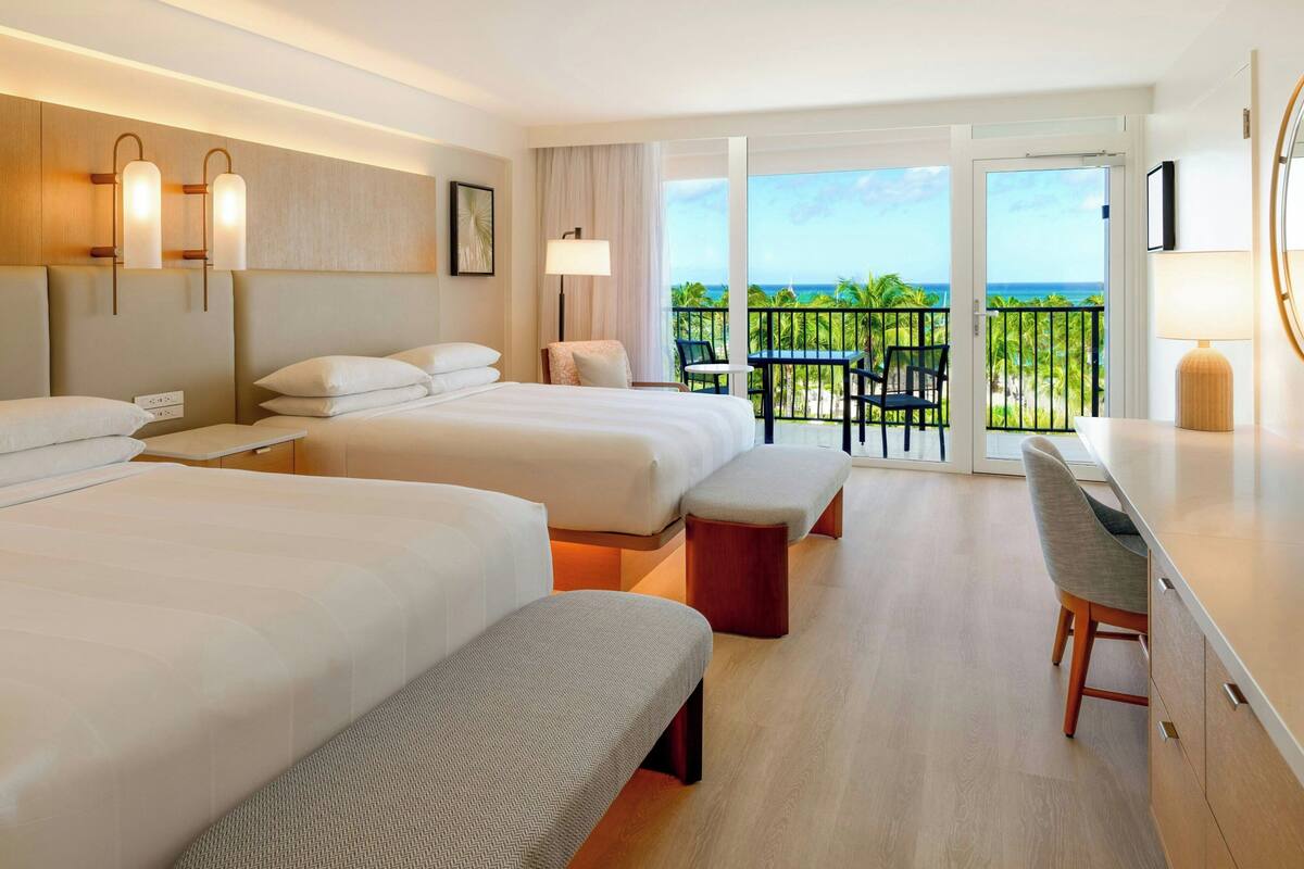 Room, 2 Queen Beds, Ocean View | 1 bedroom, premium bedding, down duvets, in-room safe