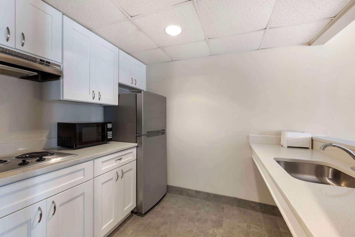 Suite, 1 King Bed, Non Smoking, Kitchenette (Separate Living Room) | Premium bedding, desk, laptop workspace, blackout drapes