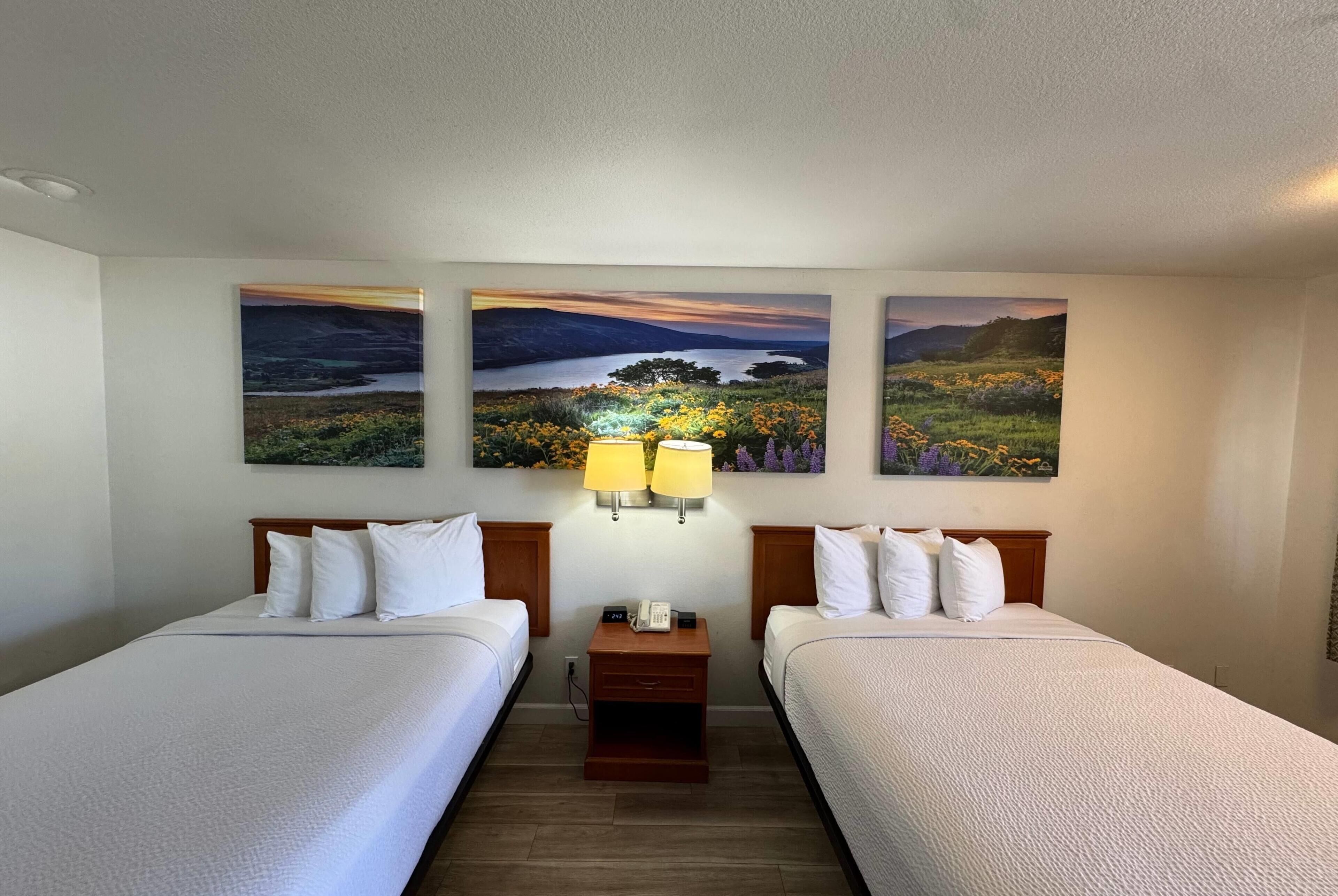 Standard Room, 2 Queen Beds | Desk, laptop workspace, blackout curtains, iron/ironing board