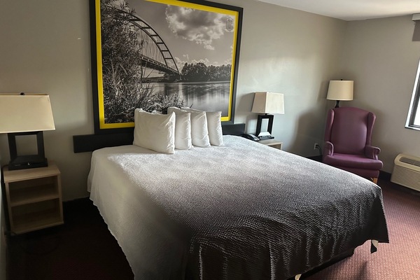Room, 1 King Bed, Non Smoking | Desk, laptop workspace, WiFi (free), bed sheets