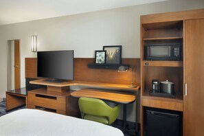 Down duvets, desk, blackout curtains, iron/ironing board