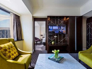 In-room safe, desk, laptop workspace, blackout drapes