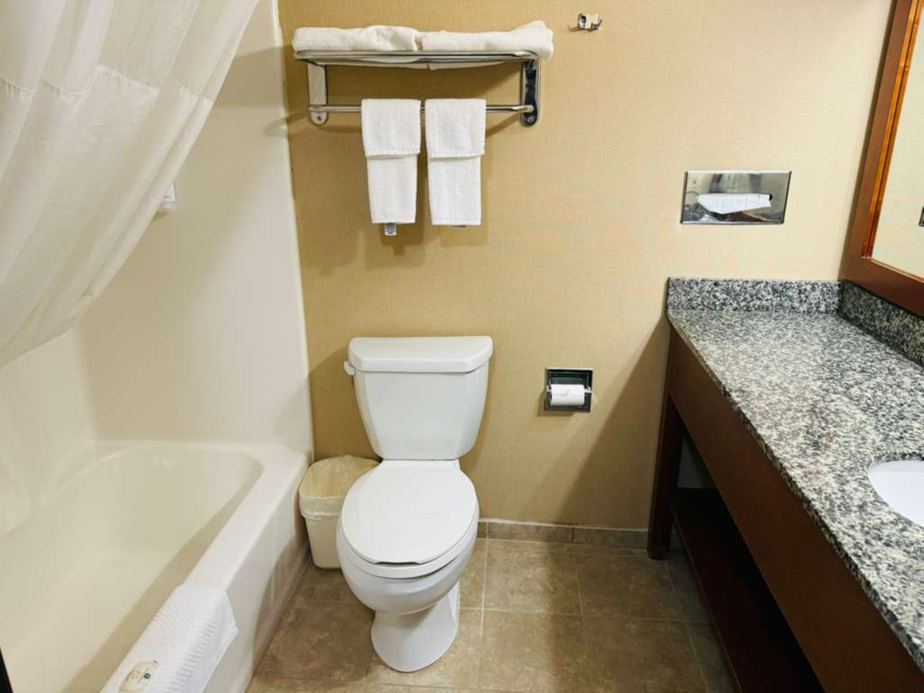 standard room, 1 queen bed, non smoking | bathroom | combined shower/bathtub, free toiletries, hair dryer, towels