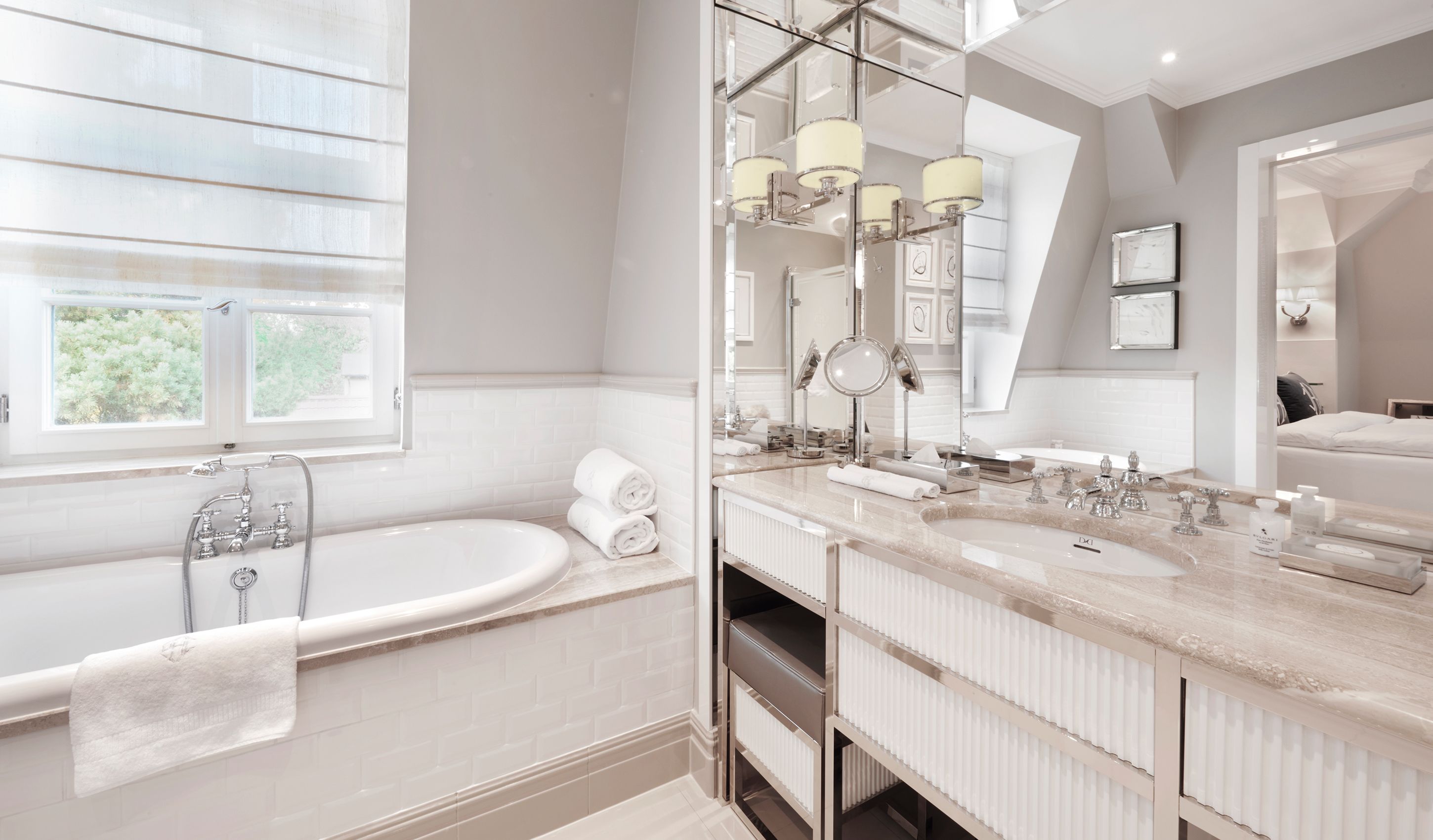 premium room (designed by patrick hellmann) | bathroom | designer toiletries, hair dryer, bathrobes, slippers