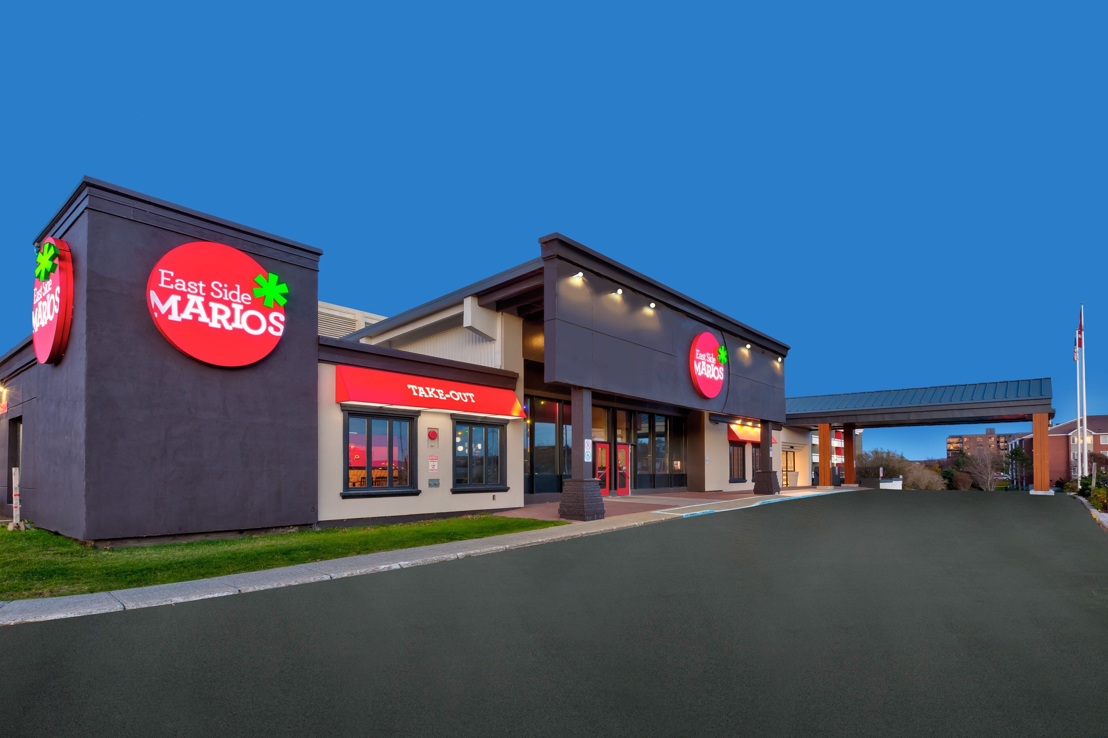 A Marios store with a 'Take-Out' section and a parking lot.
