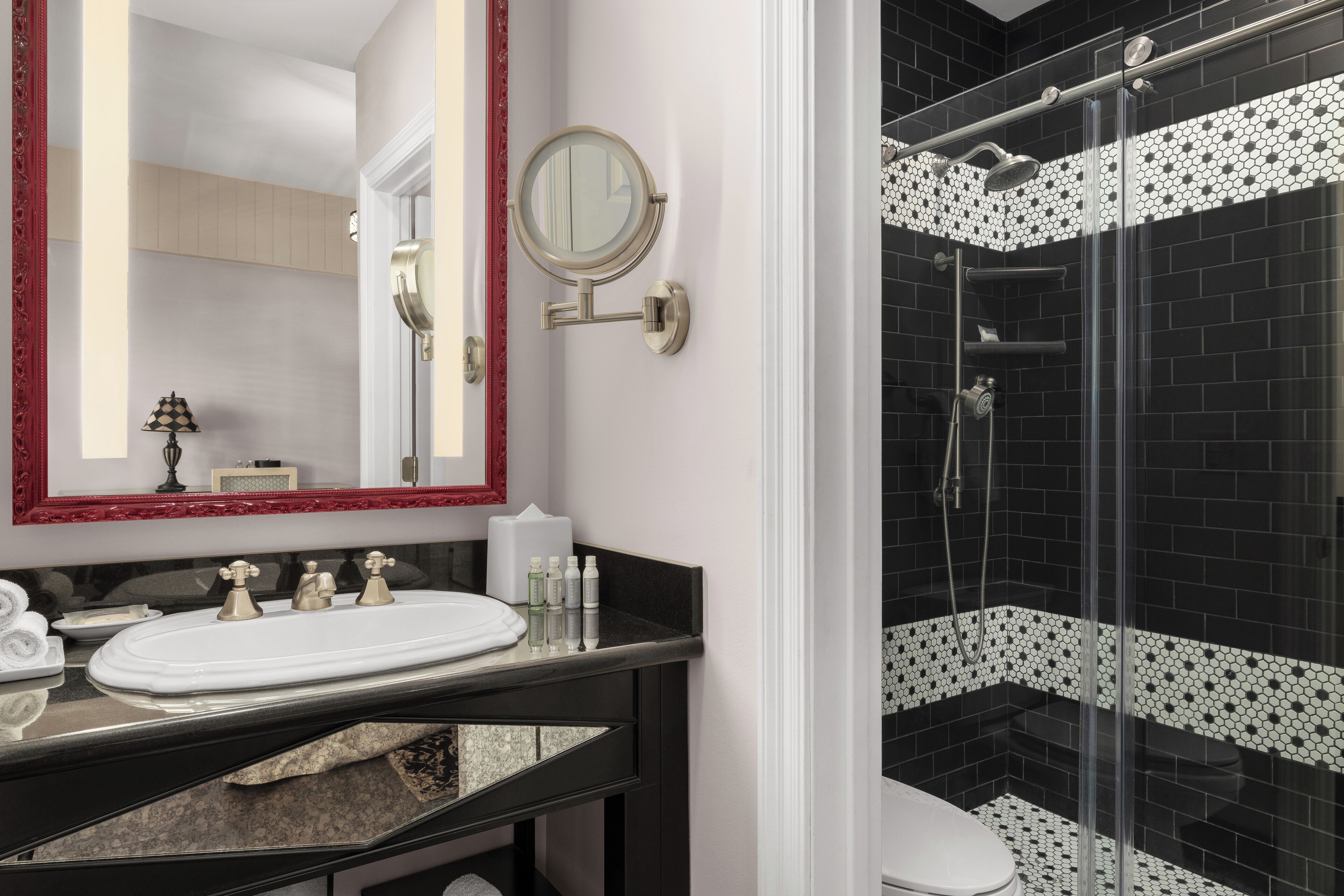 premium carriage house king | bathroom | shower, free toiletries, hair dryer, bathrobes