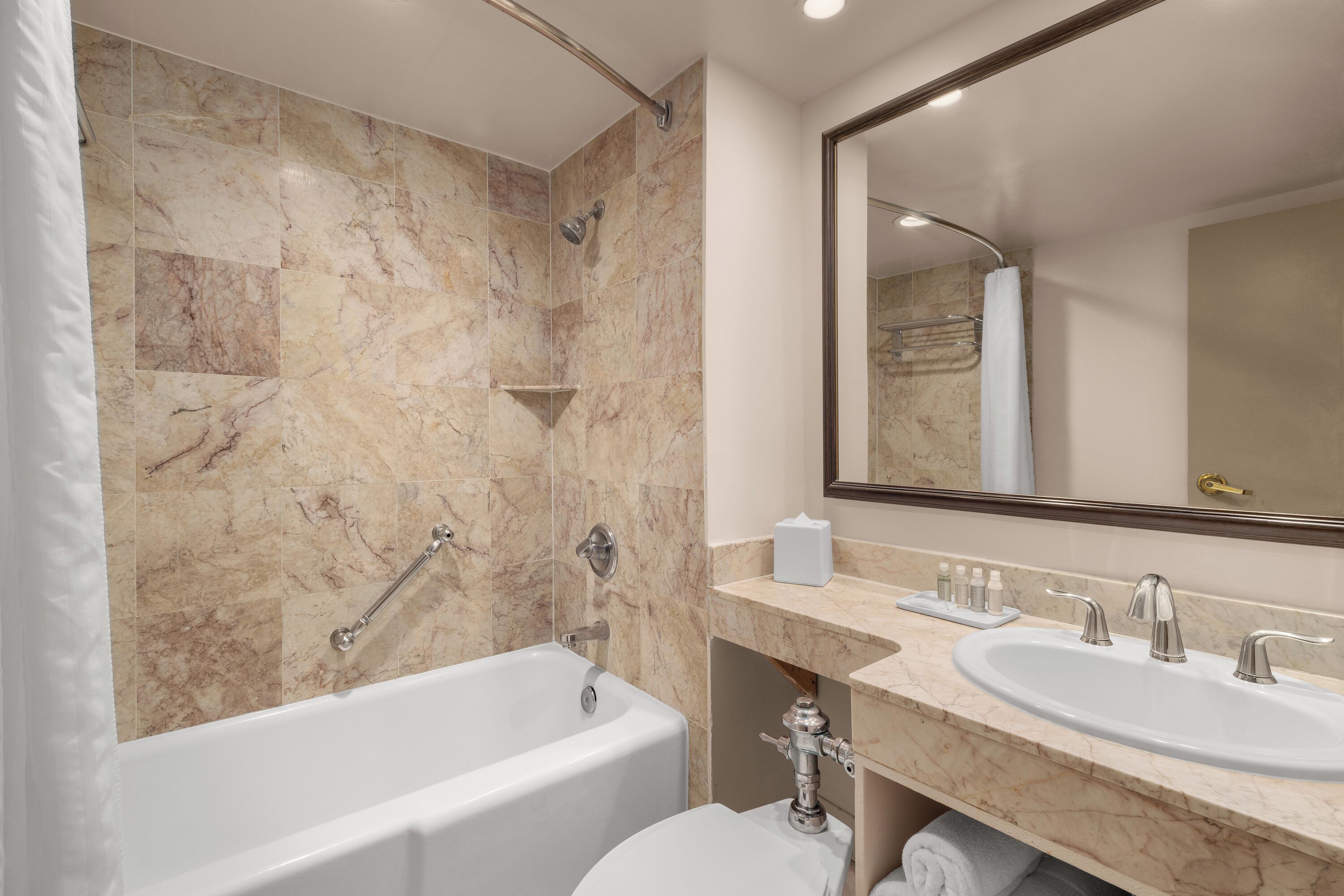 shower, free toiletries, hair dryer, bathrobes