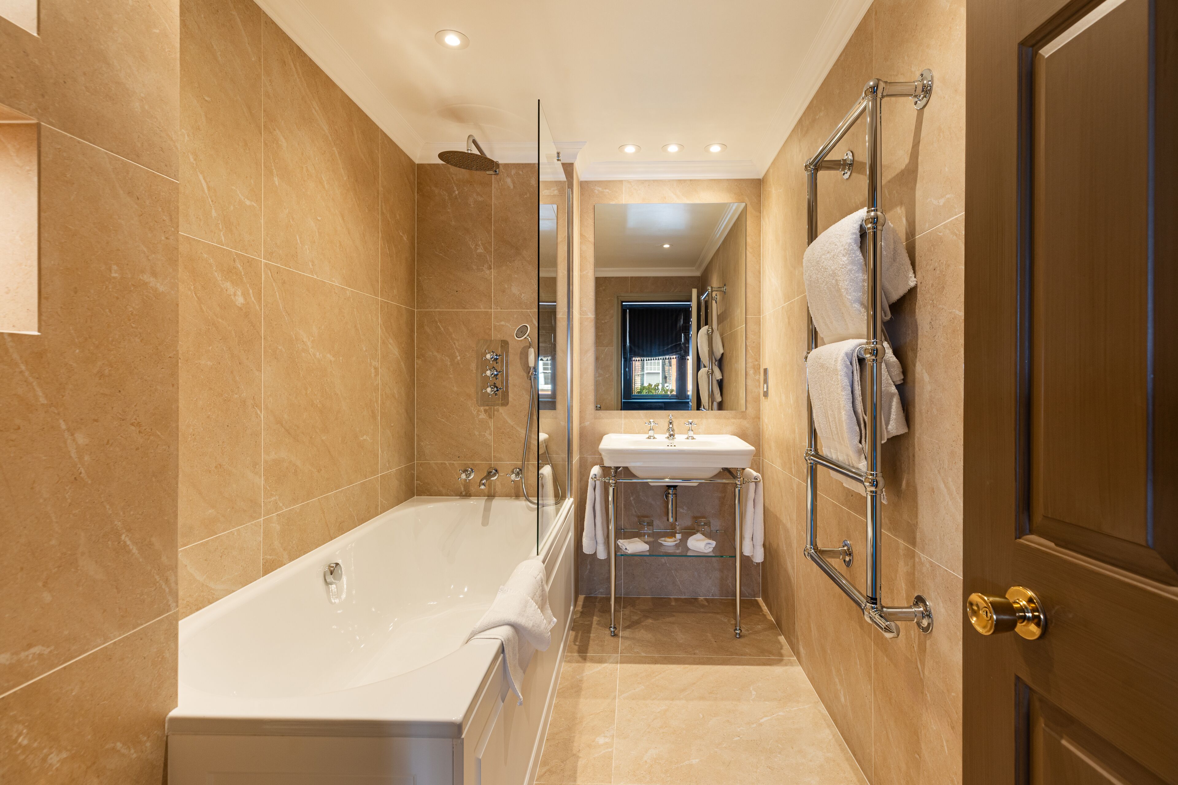 deluxe double room | bathroom | designer toiletries, hair dryer, bathrobes, slippers