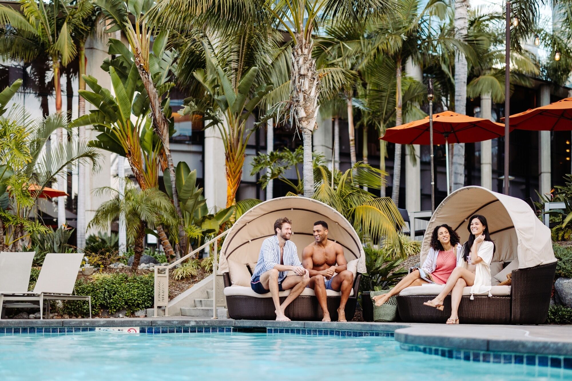 2 outdoor pools, open 6 AM to 10:00 PM, cabanas (surcharge)