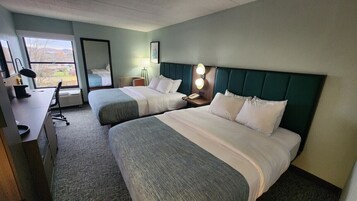 Room, 2 Queen Beds, Non Smoking | Desk, laptop workspace, blackout drapes, iron/ironing board