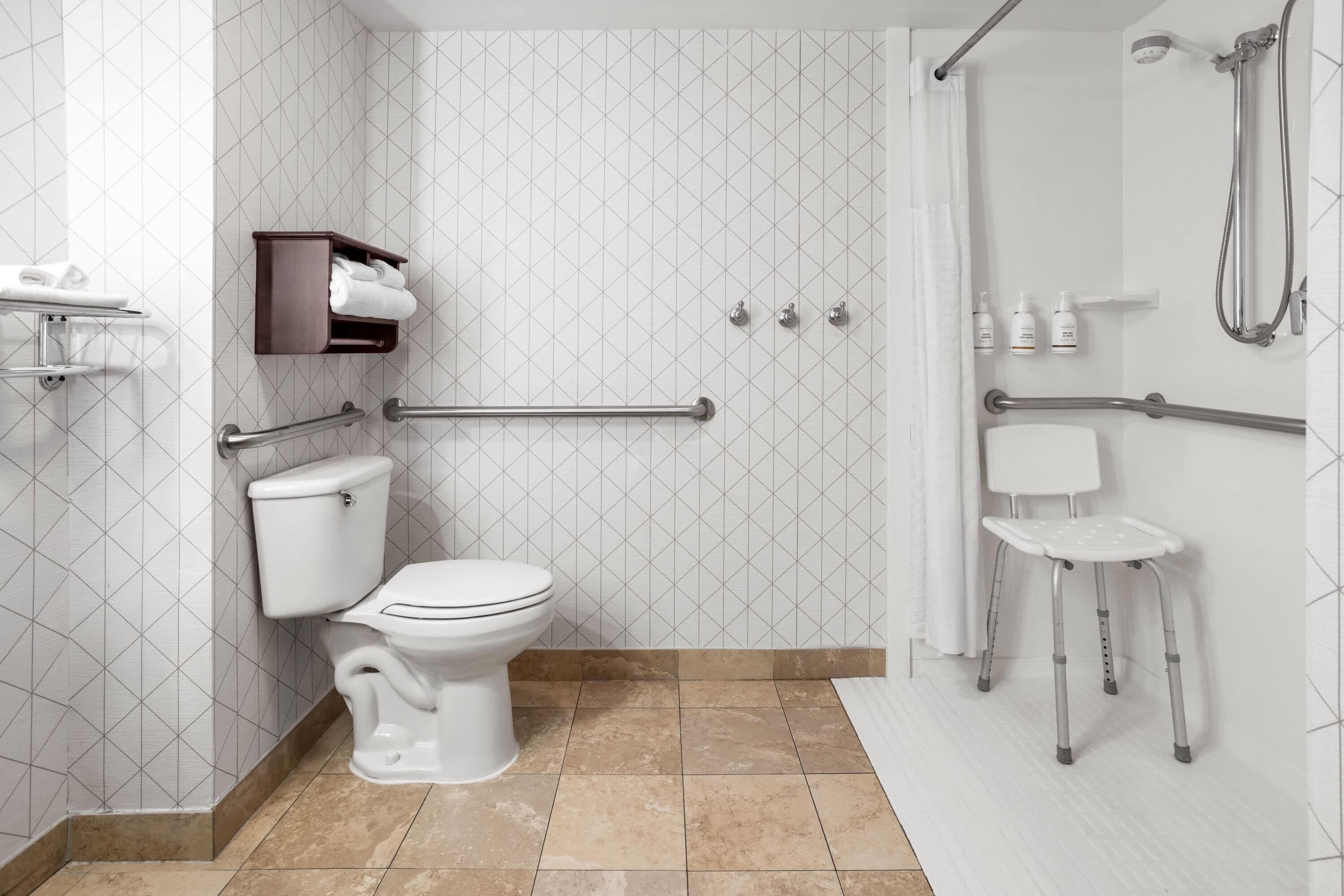 Room, 1 Queen Bed, Mobility Accessible, Non Smoking (Roll-In Shower) | Accessible bathroom