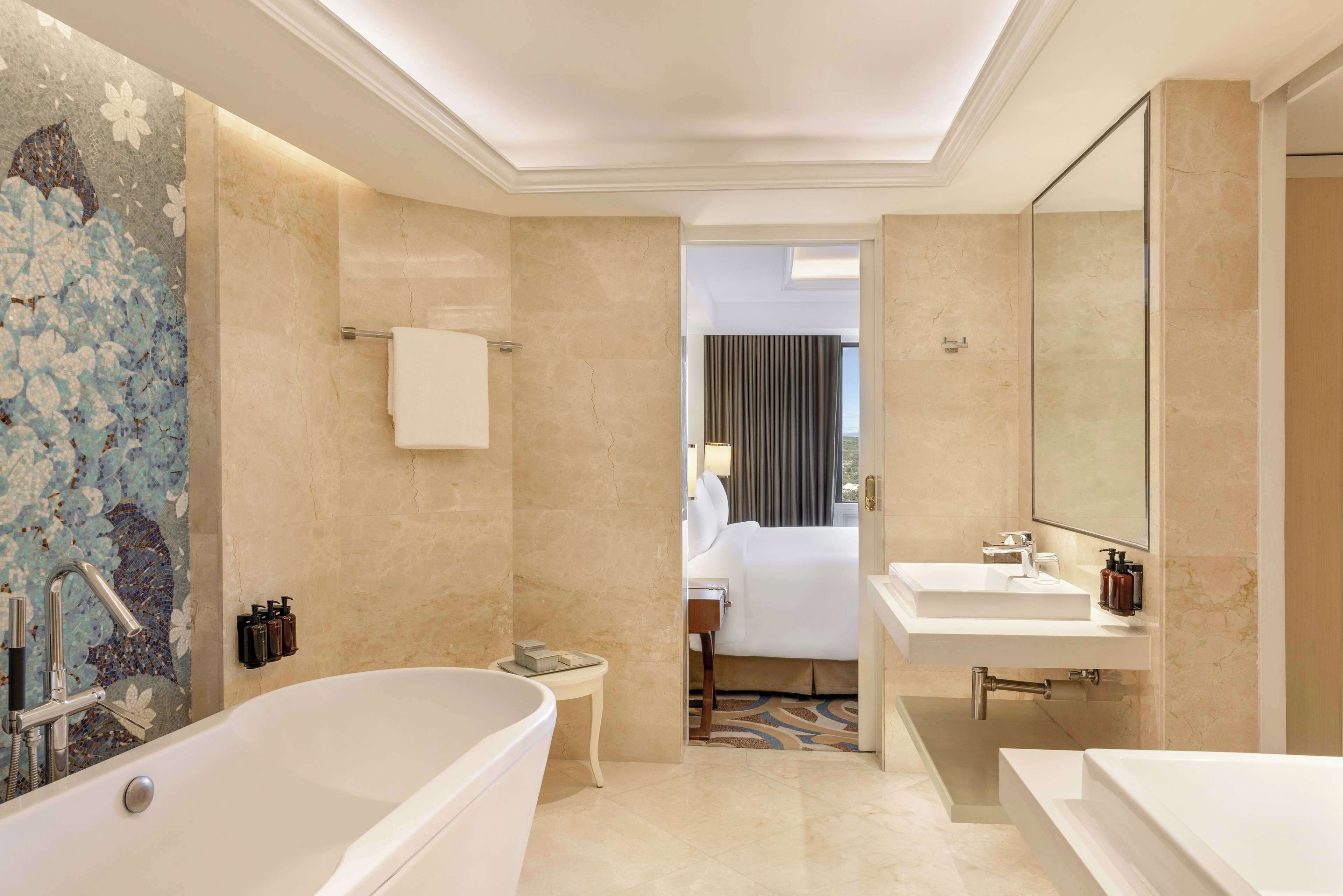 Shower, free toiletries, hair dryer, bathrobes