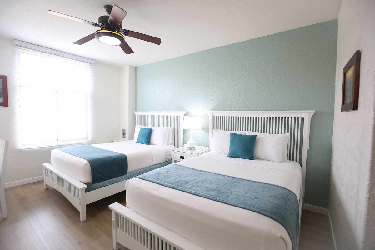 Memory-foam beds, in-room safe, desk, laptop workspace
