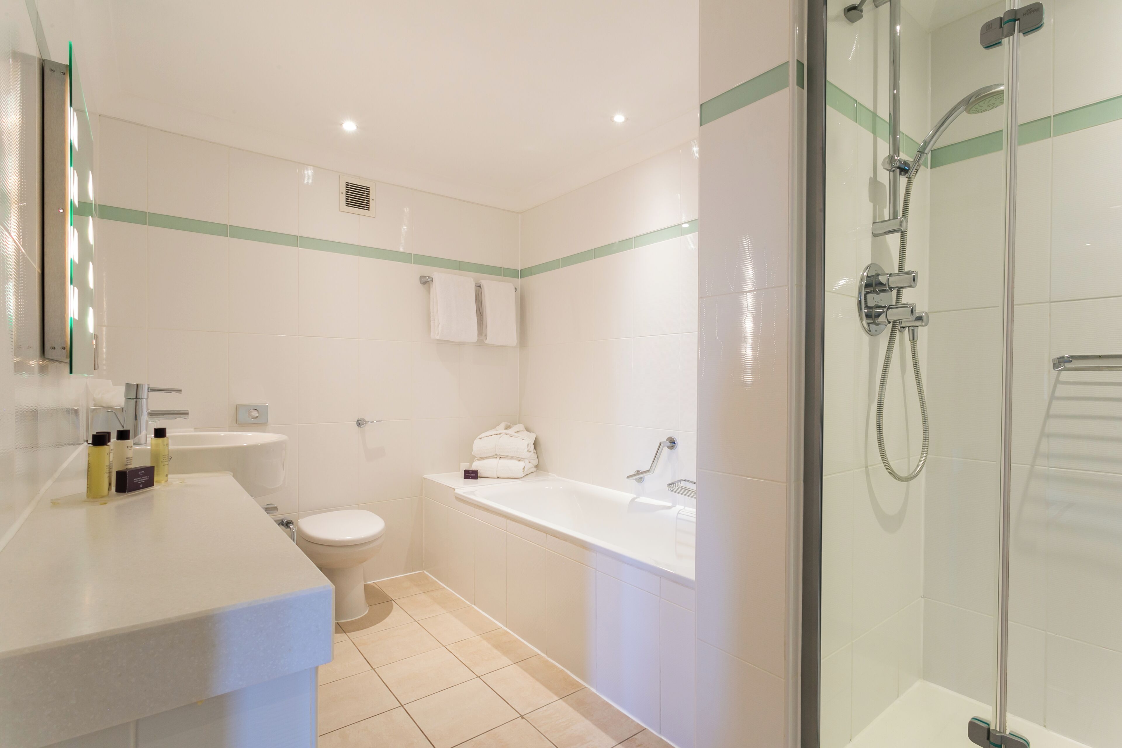ambassador suite | bathroom | combined shower/bathtub, free toiletries, hair dryer, towels