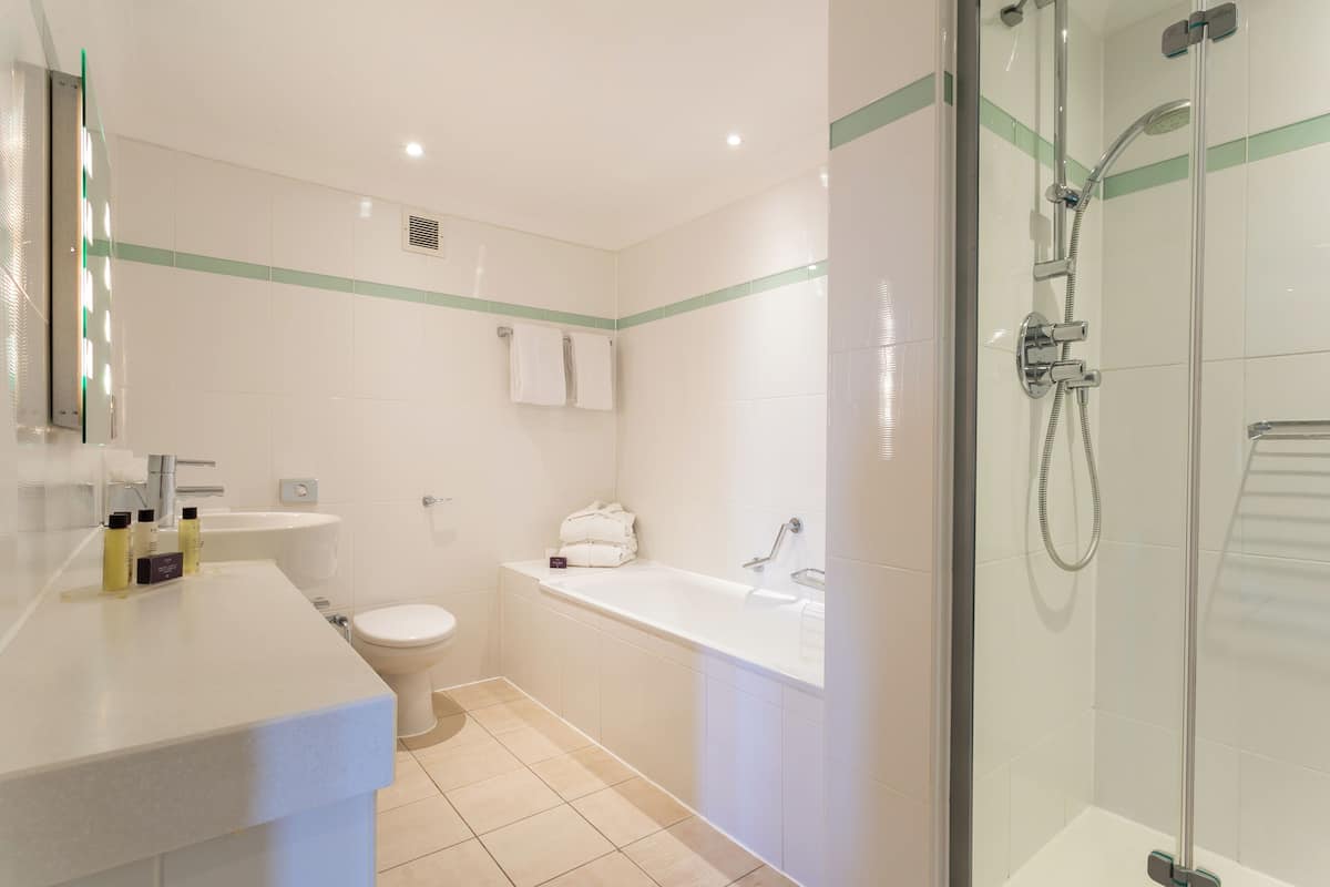 ambassador suite | bathroom | combined shower/bathtub, free toiletries, hair dryer, towels