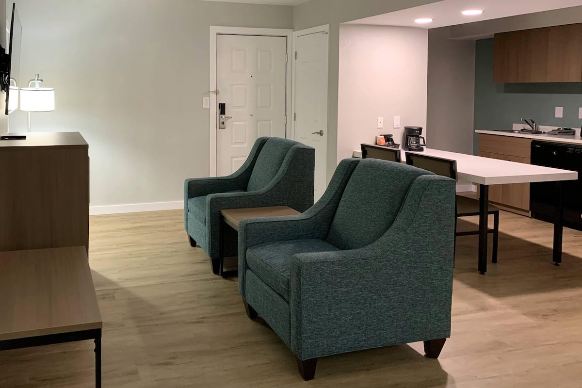 Suite, 1 King Bed, Non Smoking | Premium bedding, blackout curtains, iron/ironing board, free WiFi