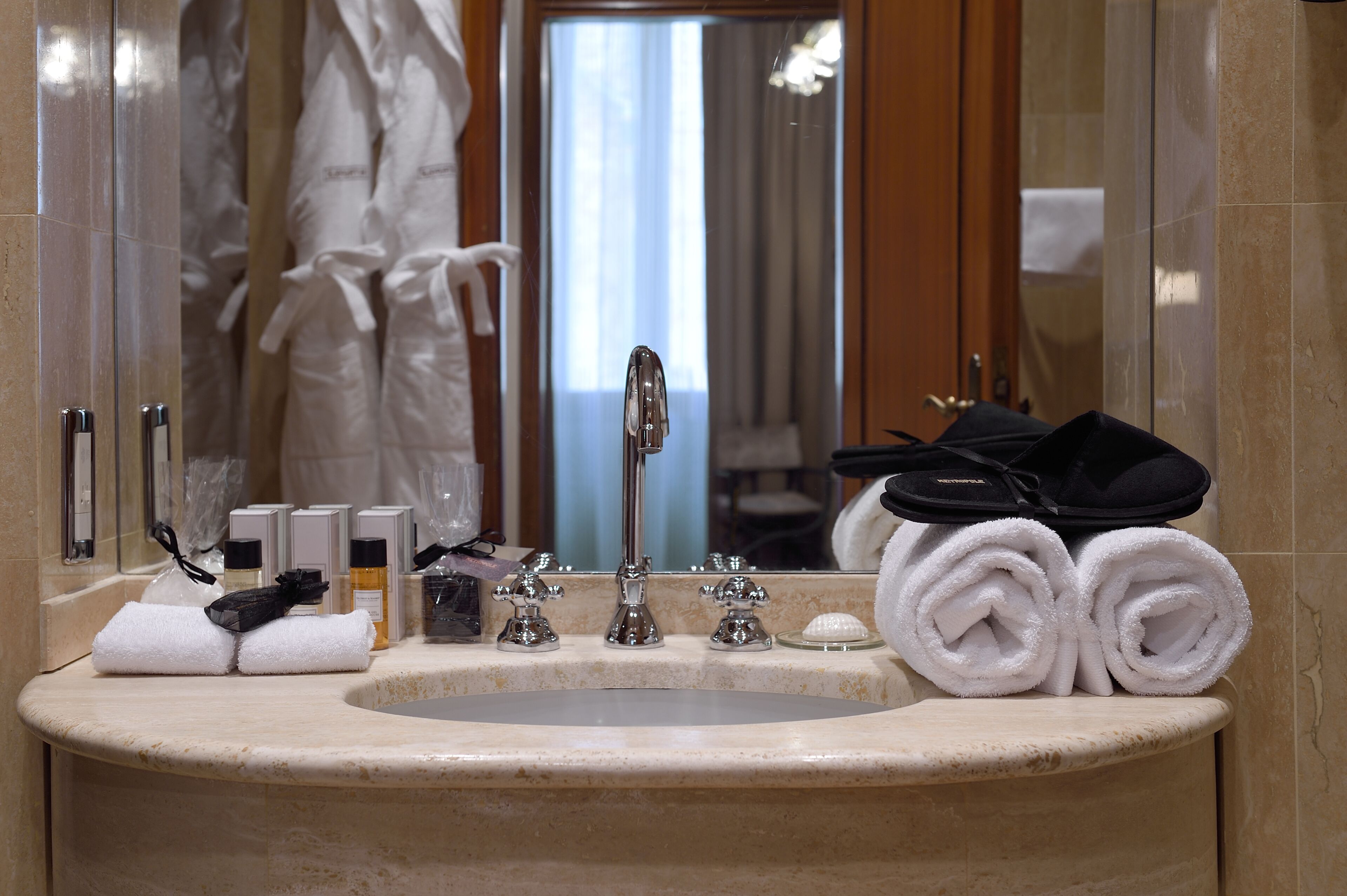 shower, designer toiletries, hair dryer, bathrobes