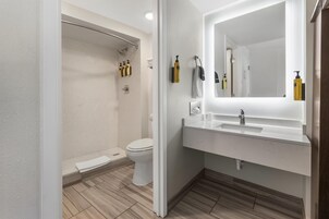 Standard Room, 2 Queen Beds, Non Smoking (Walk-in Shower;Pet Friendly) | Bathroom | Shower, rainfall showerhead, free toiletries, hair dryer