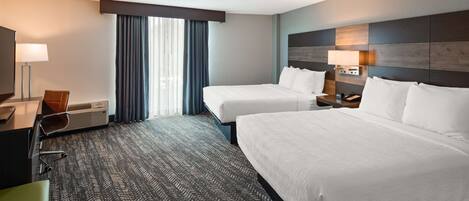 Standard Room, 2 Queen Beds, Non Smoking (Walk-in Shower;Pet Friendly) | Desk, laptop workspace, blackout drapes, iron/ironing board