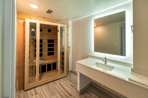 Suite, 1 King Bed, Non Smoking, Kitchenette (Walk-in Shower;with Sofabed) | Desk, laptop workspace, blackout drapes, iron/ironing board