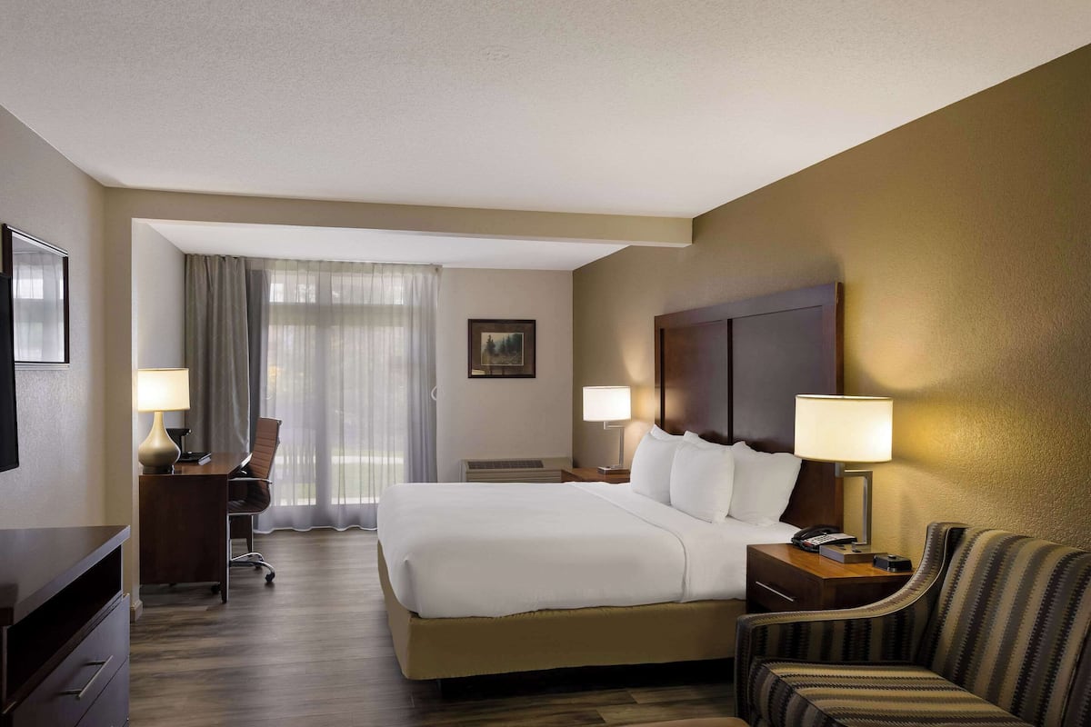 Suite, 1 King Bed with Sofa bed, Accessible, Ground Floor | Premium bedding, blackout drapes, iron/ironing board, free WiFi